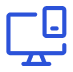 Icono azul de monitor de computadora con documento - representa la plataforma tecnológica Abroad by Lodgerin